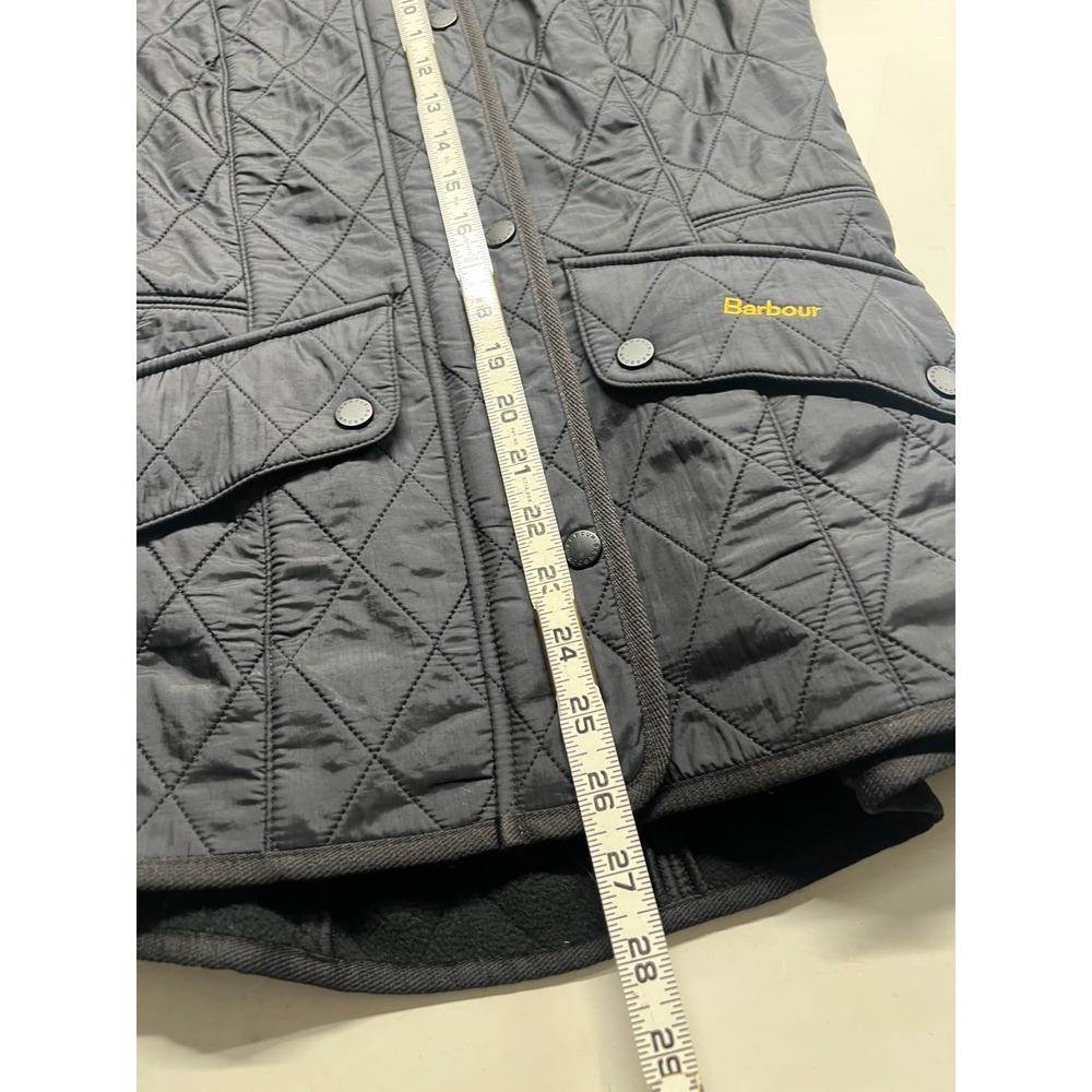 Barbour Cavalry Polarquilt Quilted Jacket Black Button Fleece Lined Women Sz 4 - Picture 7 of 9